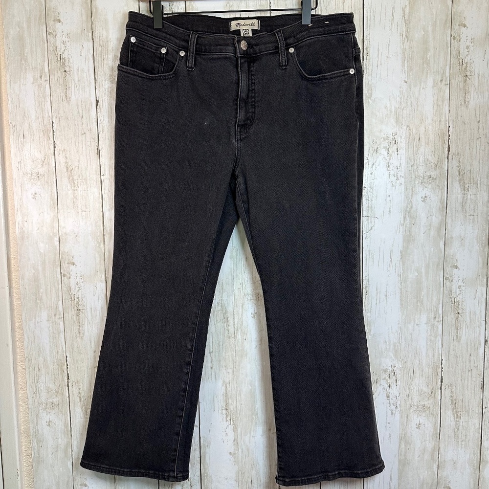MADEWELL  Petite Kick Out Crop Jean Faded Black Rinse Wash 32P Stretch Pockets